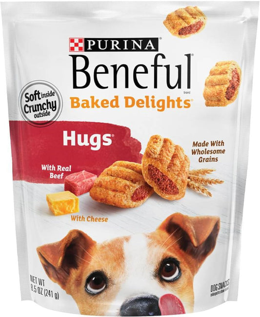 Purina Beneful Hugs Snacks Adulto Todos los Tamaños Sabor Carne y Queso 241g
