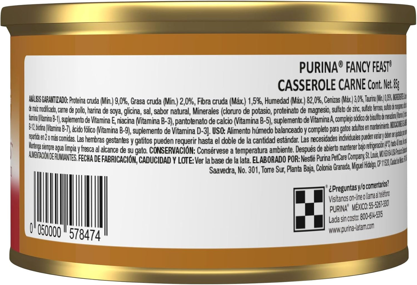 Purina Fancy Feast Casserole Adulto Todos los Tamaños Sabor Carne 24pack de 85g
