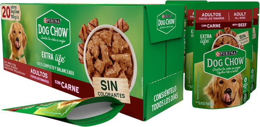 Purina Dog Chow Adulto Todos los Tamaños Sabor Carne 24pack de 100g