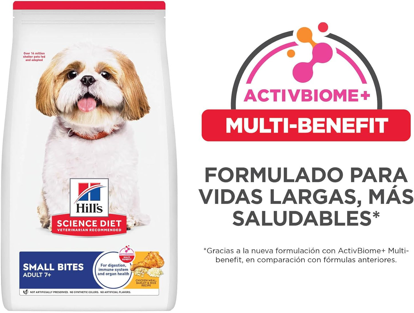 Hill's Science Diet Small Bites, Croquetas para Perro Senior 7+ Bocados Pequeños Sabor Pollo Y Arroz Integral 2Kg