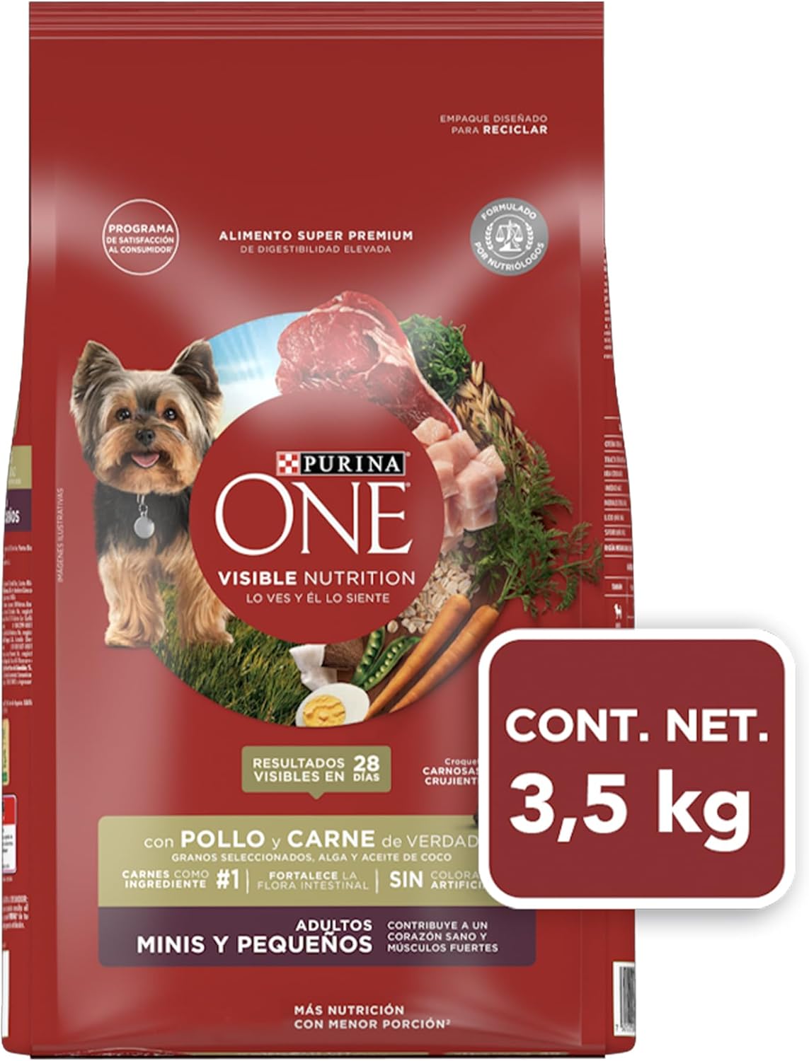 Purina One Adulto Raza Minis y Pequeños Sabor Pollo y Carne 3.5Kg