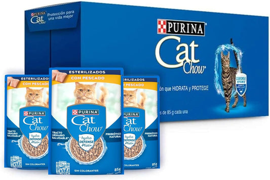 Purina Cat Chow Adulto Esterilizado Todos los Tamaños Sabor Pescado 24pack de 85g