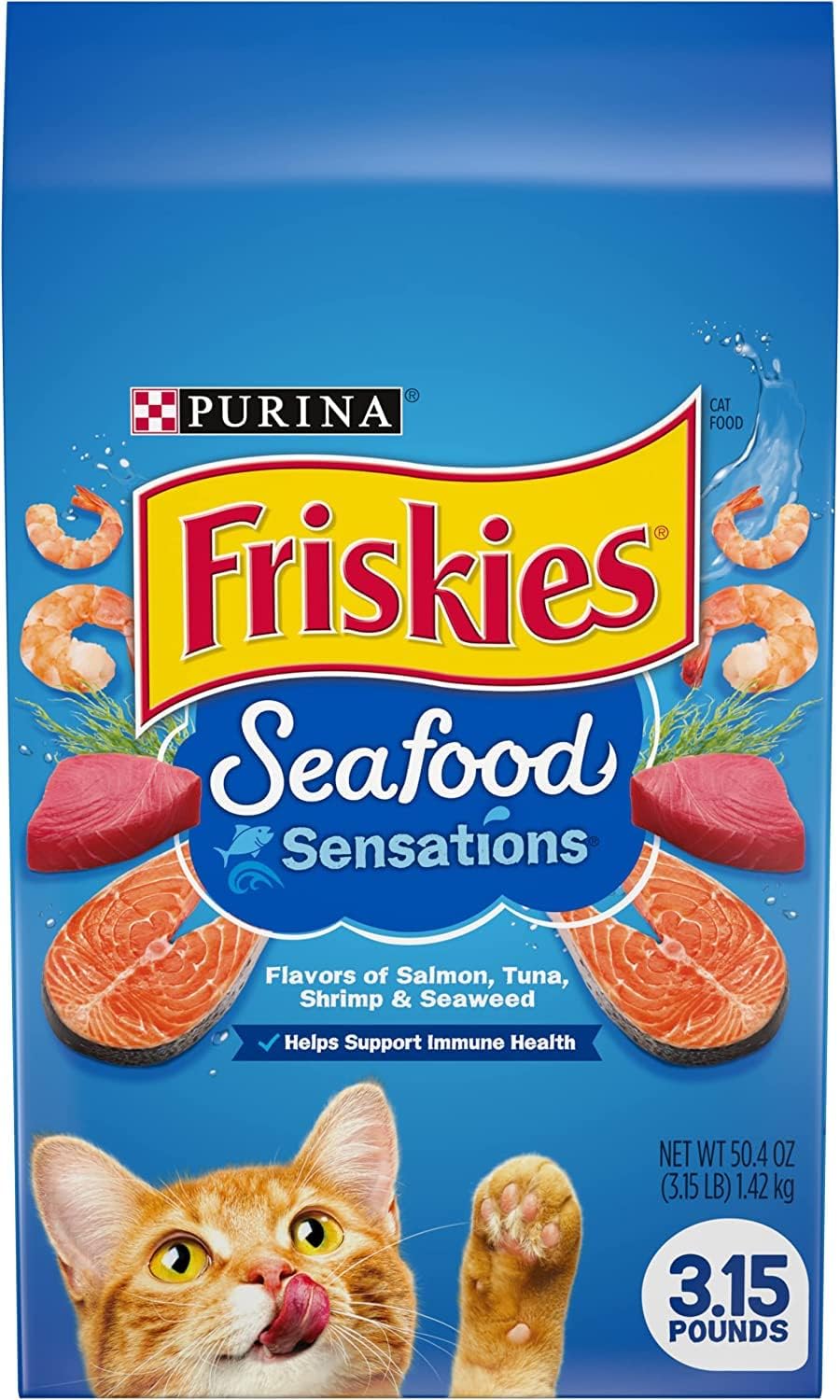 Friskies Purina Seafood Sensations Dry Cat Food, 3.15 LB. Bag (Pack of 2)
