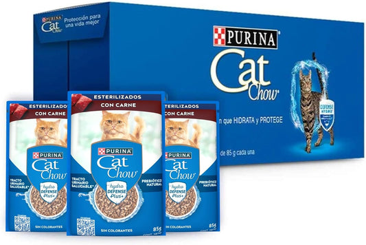 Purina Cat Chow Adulto Esterilizado Todos los Tamaños Sabor Carne 24pack de 85g