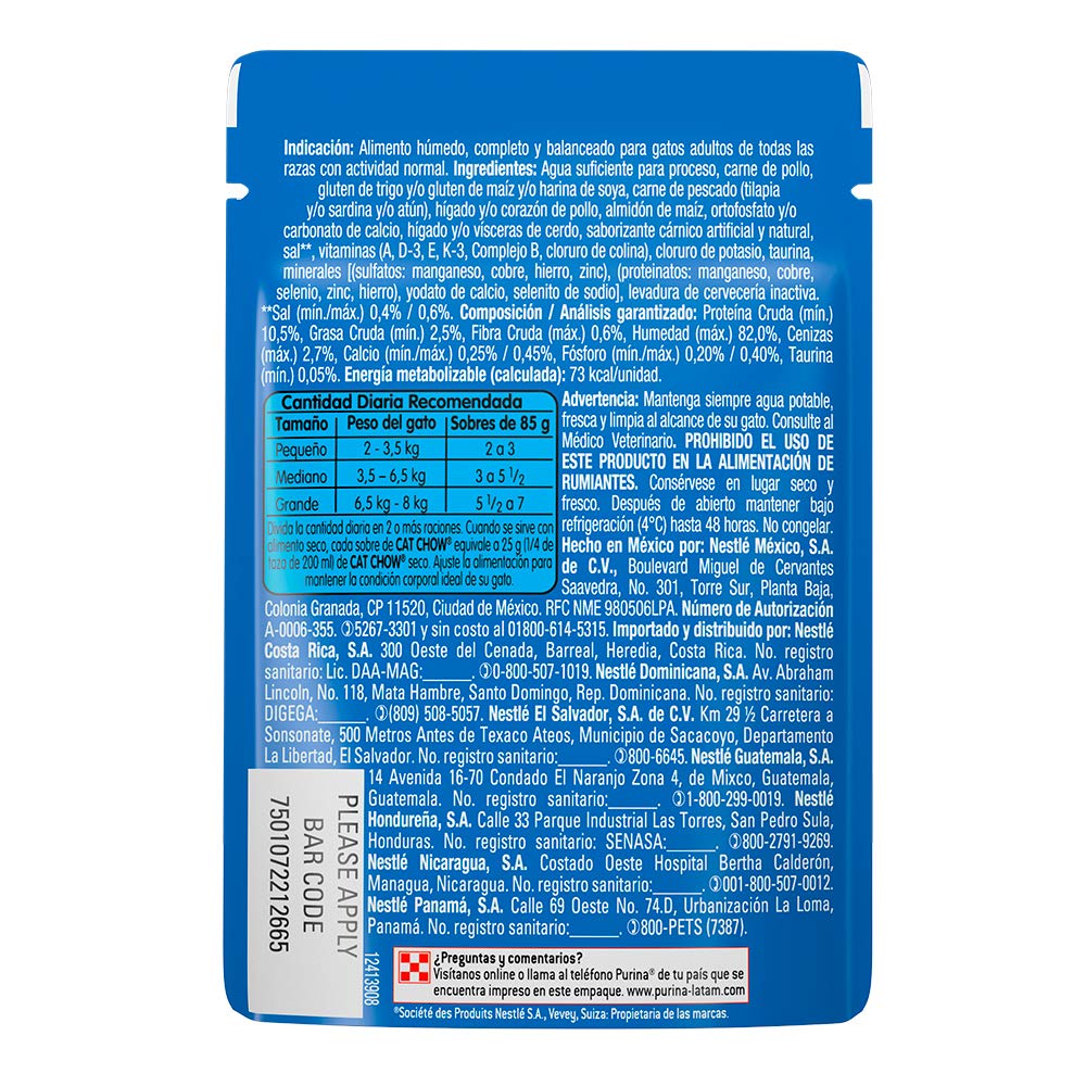 Purina Cat Chow Adulto Todos los Tamaños Sabor Pollo 24pack de 85g
