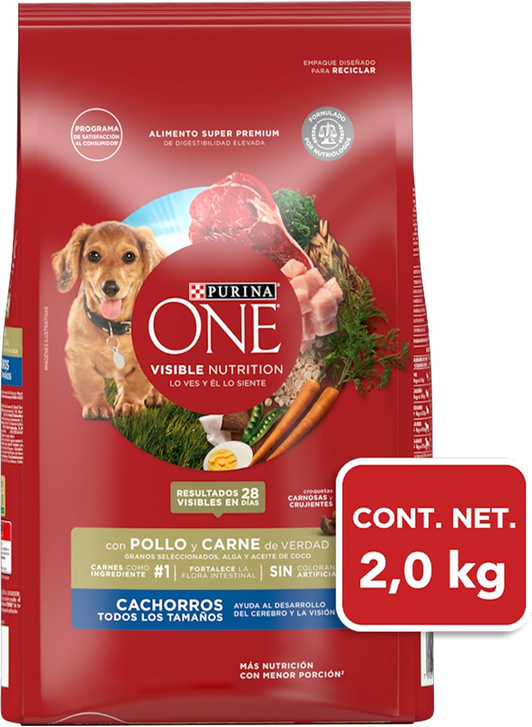 Purina One Cachorro Todos los Tamaños Sabor Pollo y Carne 2Kg