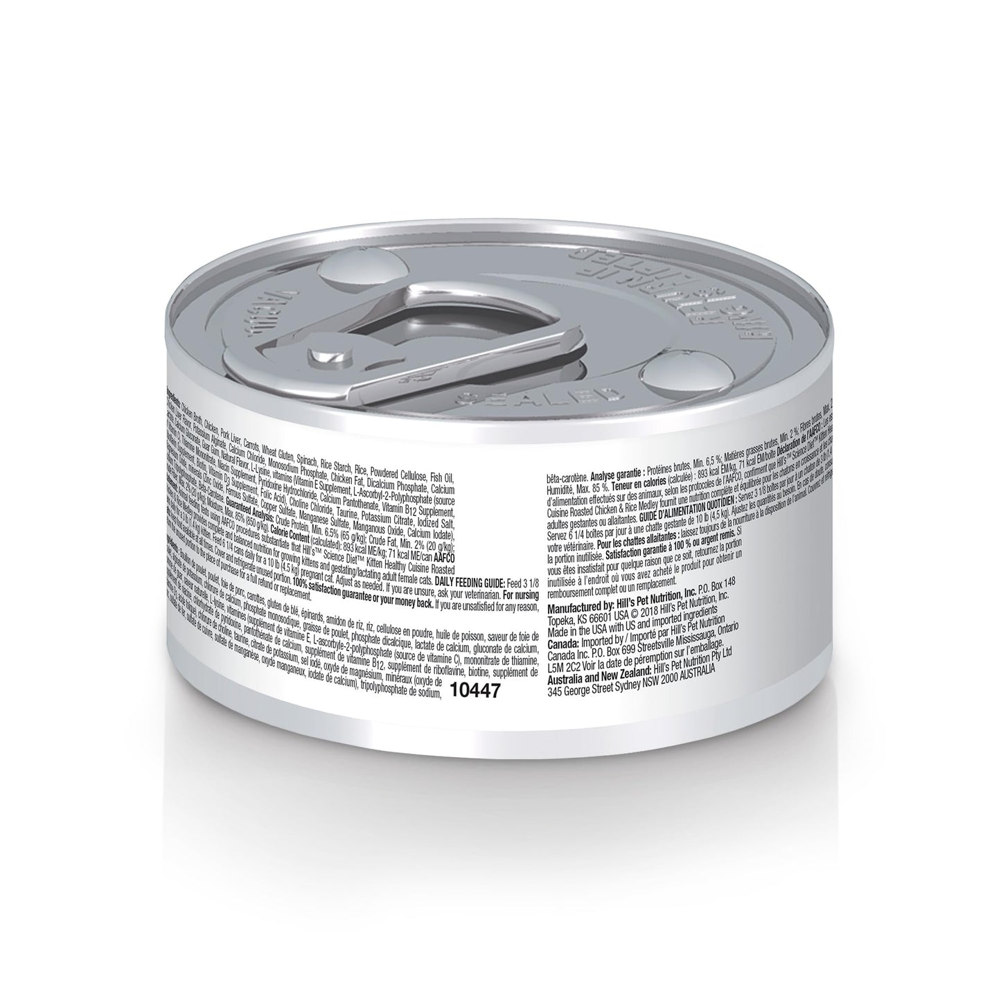 Hill's Science Diet Kitten Healthy Cuisine, alimento en lata para gatitos, pollo y arroz, 79 gramos, paquete con 24 latas