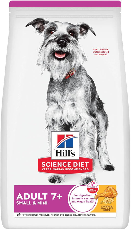 Hill's Science Diet Small & Mini Adult 7+, Croquetas para Perro Senior Razas Pequeña Y Mini, Sabor Pollo Y Arroz Integral 2Kg