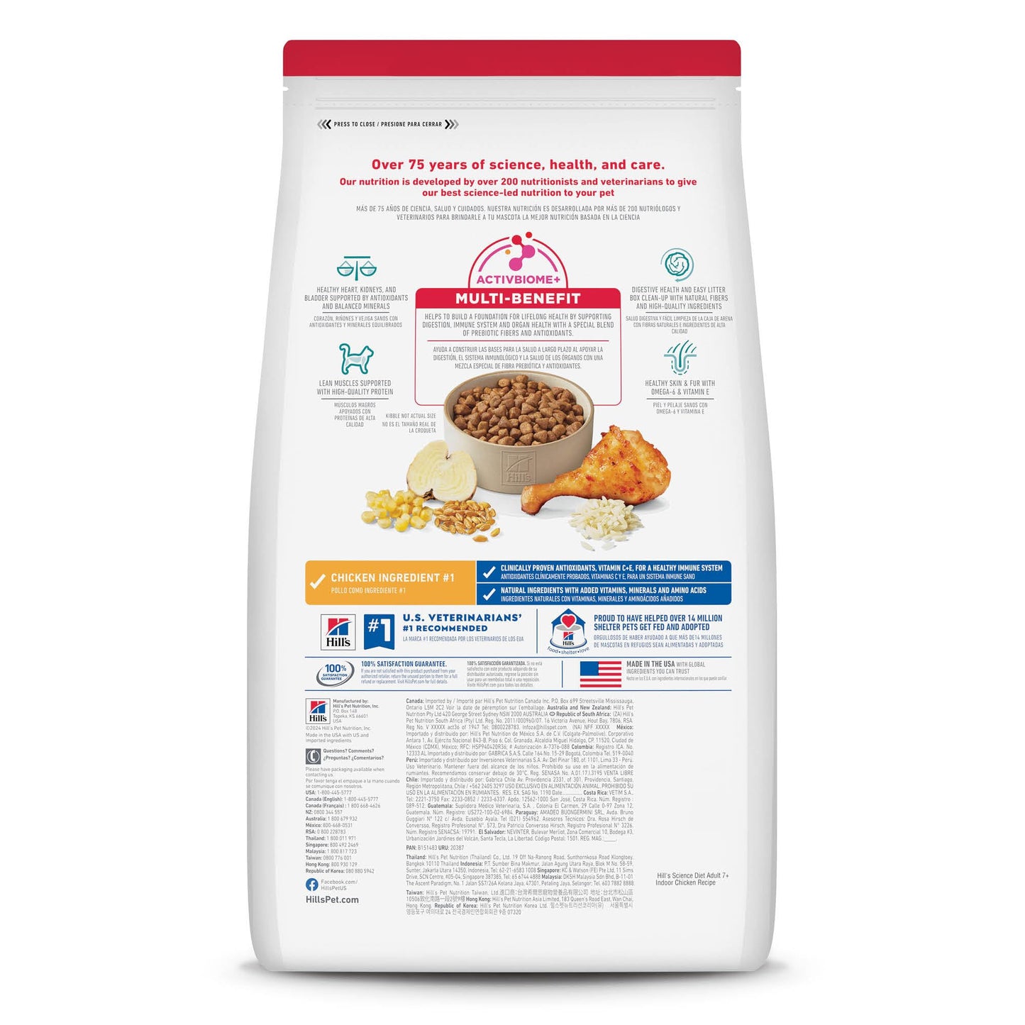 Hill's Science Diet Adult 7+ Indoor, Croquetas para Gato Senior De Interiores, Sabor Pollo 3.2Kg