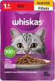 Whiskas - Alimento Húmedo para Gatos, Sabor Res, con Ingredientes Naturales, Vitaminas y Minerales, Paquete de 24 Sobres, 85g c/u.