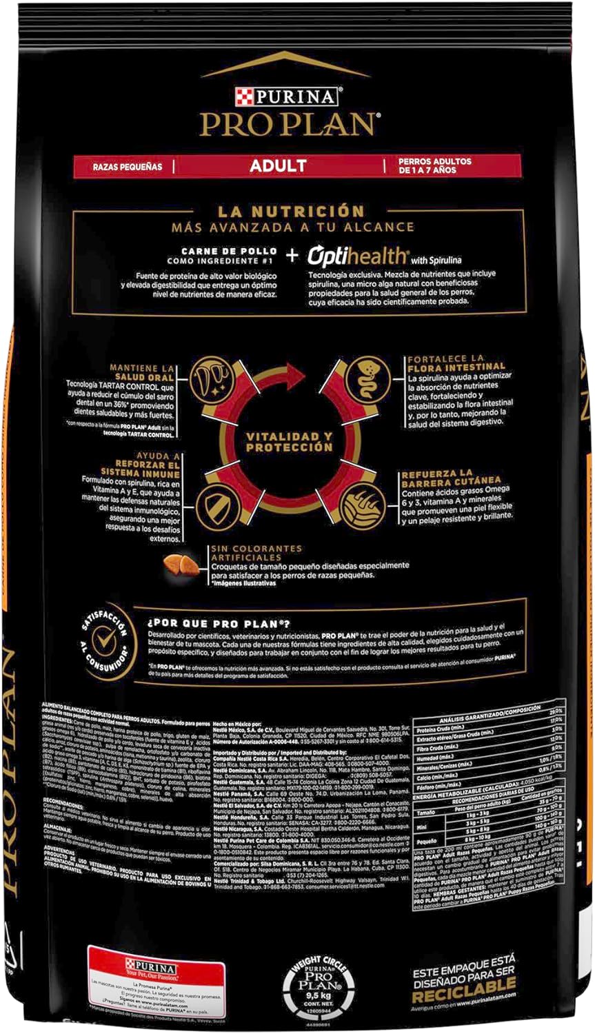 Purina Pro Plan Adulto Raza Pequeña Sabor Pollo 9.5Kg