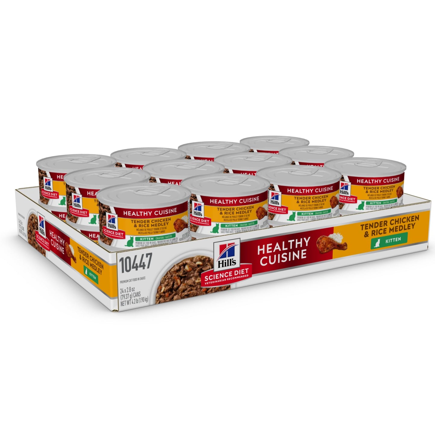 Hill's Science Diet Kitten Healthy Cuisine, alimento en lata para gatitos, pollo y arroz, 79 gramos, paquete con 24 latas