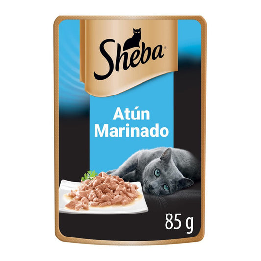Sheba - Alimento Húmedo para Gato Adulto, Sabor Filetes De Atún Marinado 85g c/u. Paquete de 24 Unidades, SIn Colorantes ni Sabores Artificiales