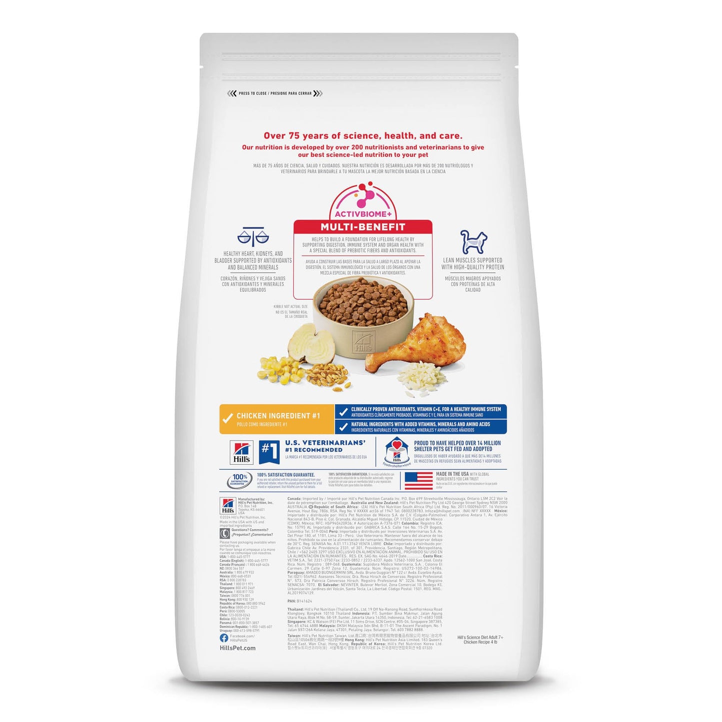 Hill's Science Diet Adult 7+, Croquetas para Gato Senior 7+ Sabor Pollo 7.3Kg