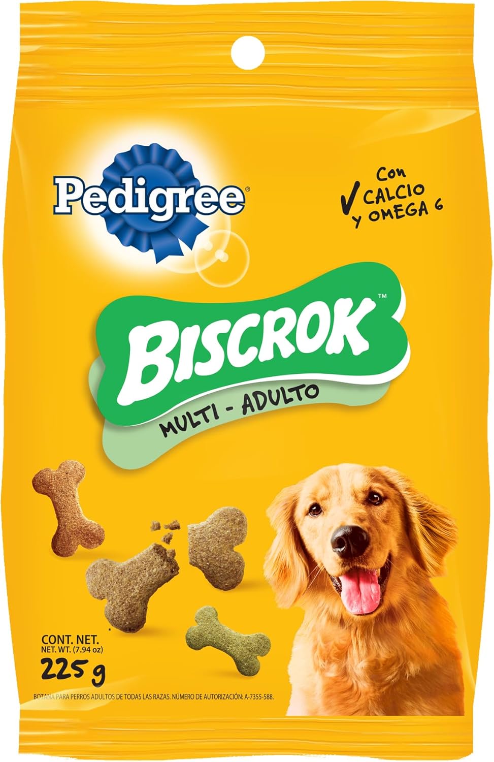 Pedigree - Snack para Perros Adultos Biscrock, Omega 3, Adicionado con Calcio, Sin Colorantes, Ideal para Entrenamiento, 225g