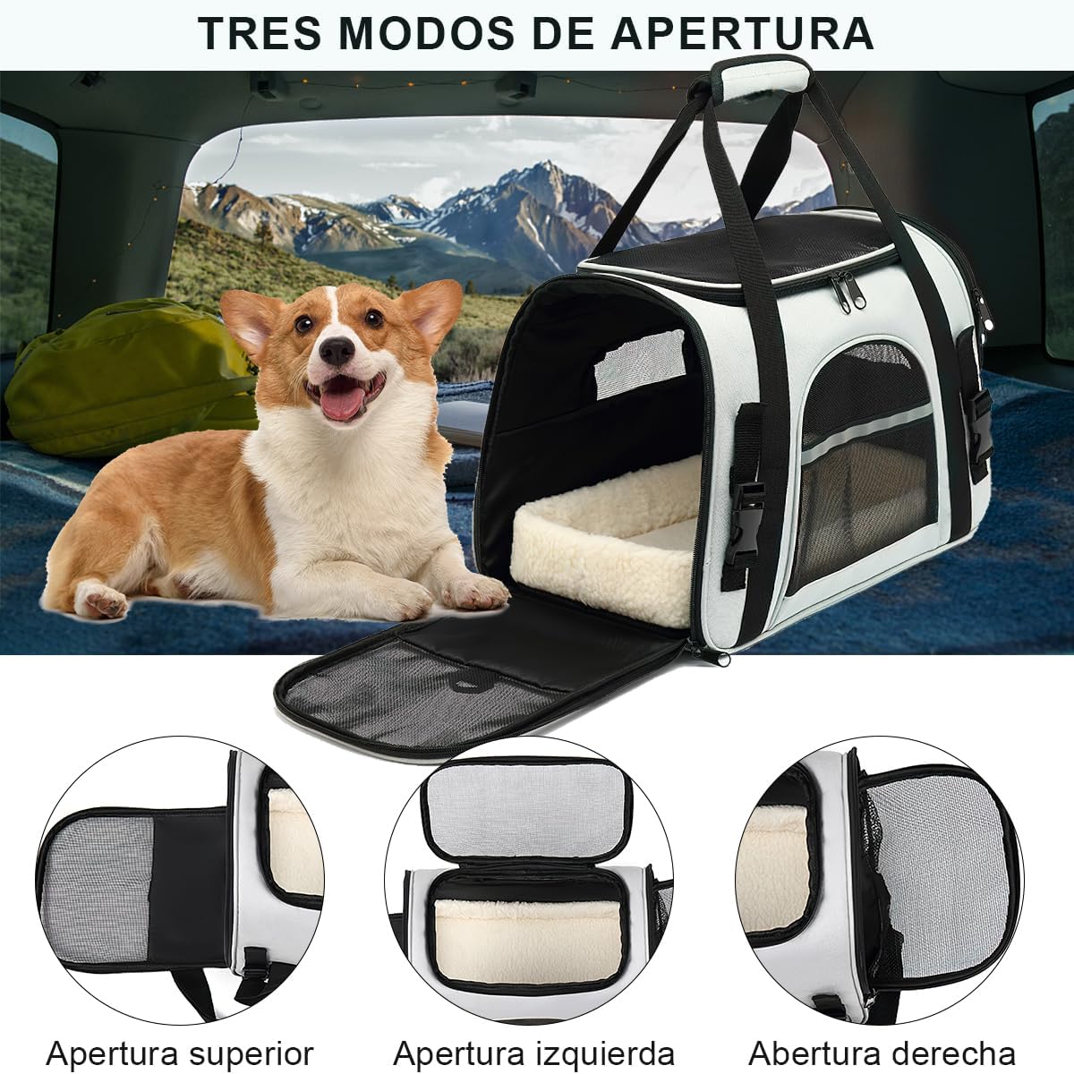 Bolsa de Mascotas Plegable Portátil para Perros, Transportadora para Perro y Gato, Mochila Transportadora de Mascotas,Malla Transpirable de Doble Cara,Cómoda y Transpirable,con Cojín de Felpa
