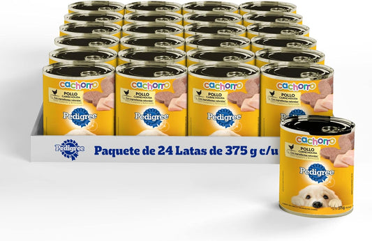 PEDIGREE Alimento para Perros Cachorros, Sabor Pollo Carne Molida 375 Gr, Paquete De 24 Latas