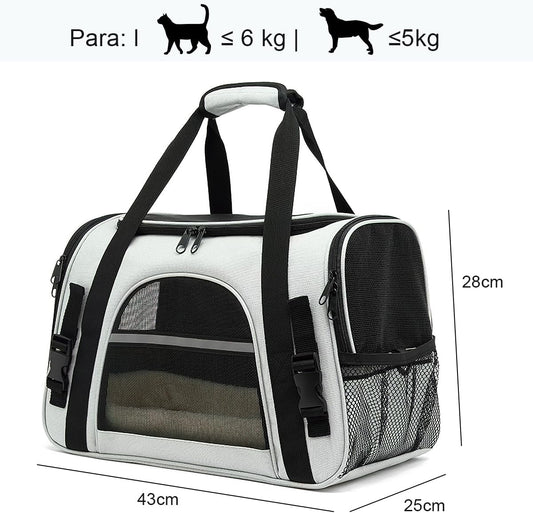 Bolsa de Mascotas Plegable Portátil para Perros, Transportadora para Perro y Gato, Mochila Transportadora de Mascotas,Malla Transpirable de Doble Cara,Cómoda y Transpirable,con Cojín de Felpa