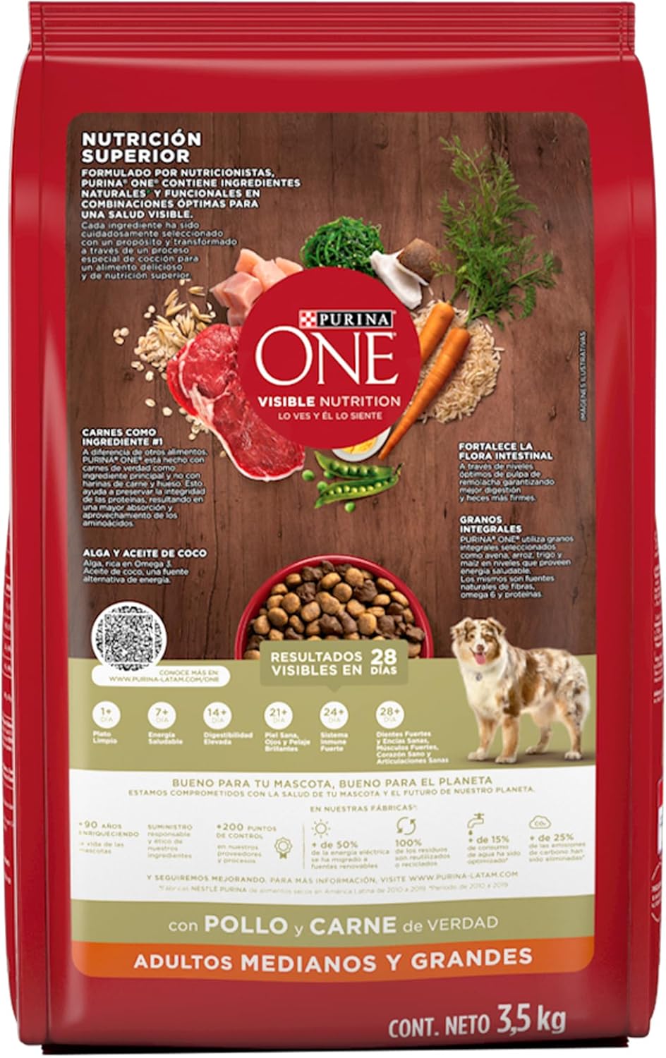 Purina One Dry Perro Adult M/L Meat 4x3.5kg MX