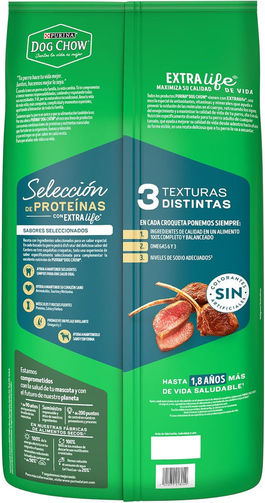 Purina Dog Chow Selección de Proteinas Adulto Todos los Tamaños Sabor Cordero 10Kg