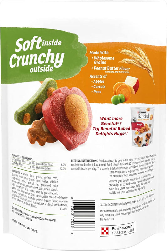 Purina Beneful Sanckers Snacks Adulto Todos los Tamaños Sabor Manzana, Zanahoria y Chicharo 269g