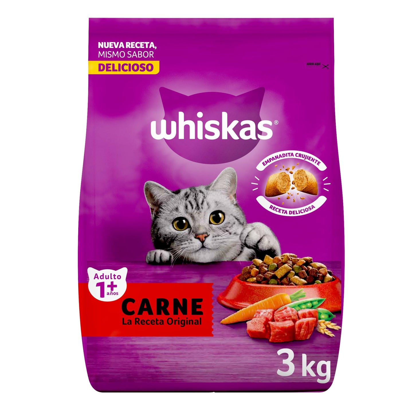 Whiskas Comida para Gatos Croquetas Carne Original Seco, 3 kg