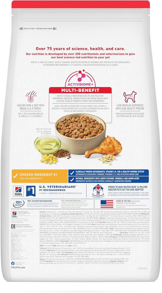 Hill's Science Diet, Croquetas para Perro Adulto Sabor Pollo 7.5 kg, Ayuda a Construir Las Bases para la Salud a Largo Plazo, Piel y Pelaje Sanos