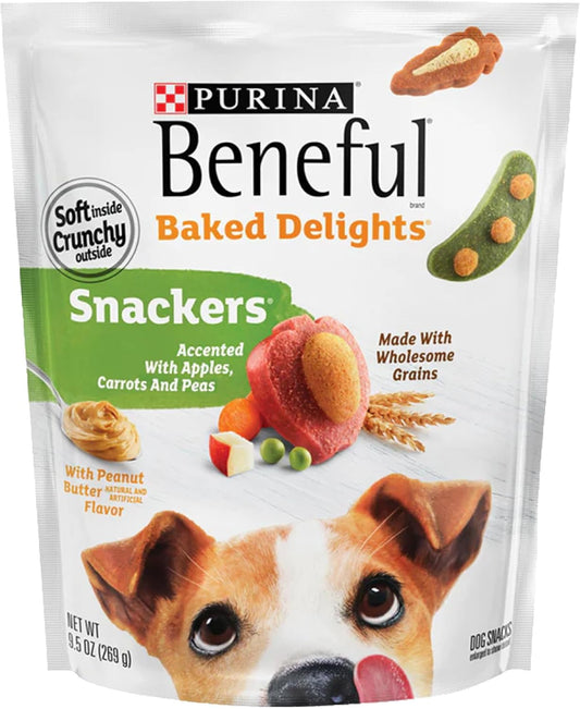 Purina Beneful Sanckers Snacks Adulto Todos los Tamaños Sabor Manzana, Zanahoria y Chicharo 269g