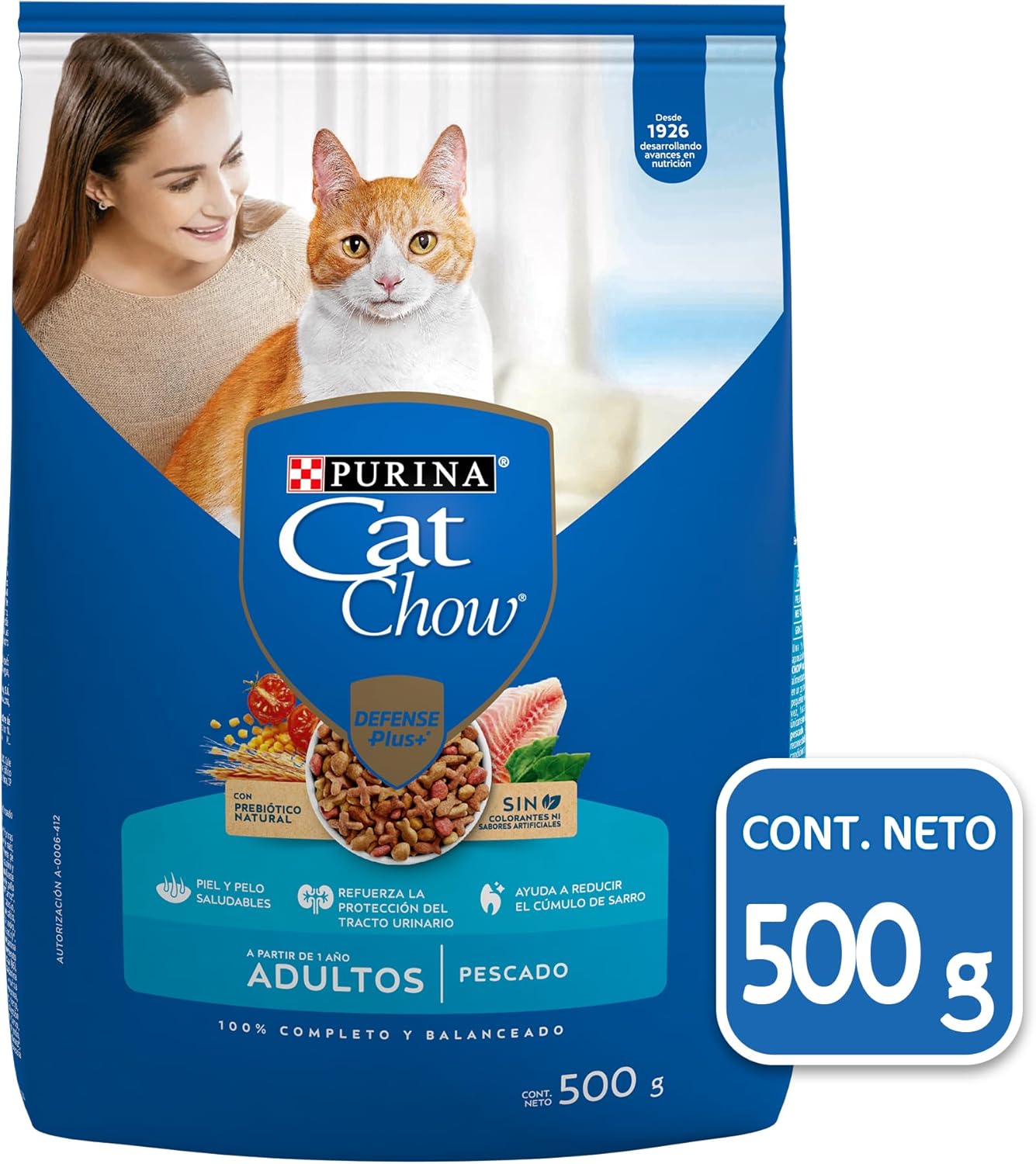 Purina Cat Chow Adulto Todos los Tamaños Sabor Pescado y Mariscos 500g