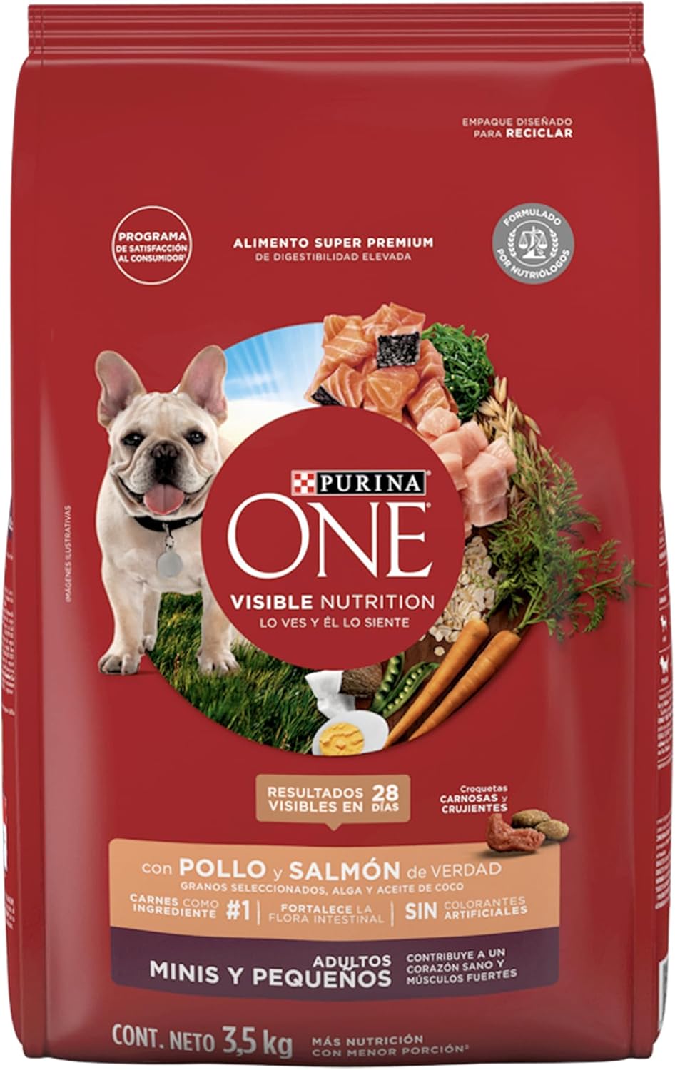 Purina One Adulto Minis y Pequeños Sabor Pollo y Salmón 3.5Kg
