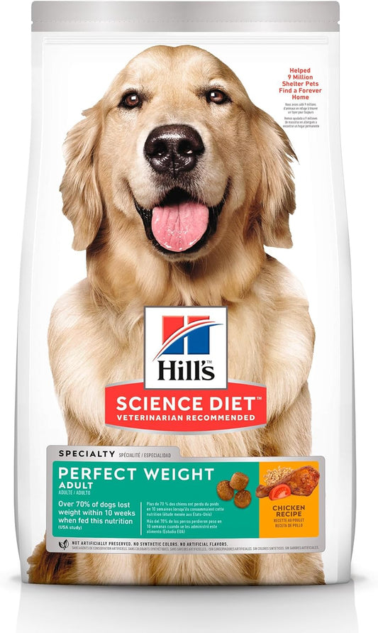 Hill's Science Diet Perfect Weight, Croquetas para Perro Adulto para Control De Peso, Sabor Pollo 11.3Kg