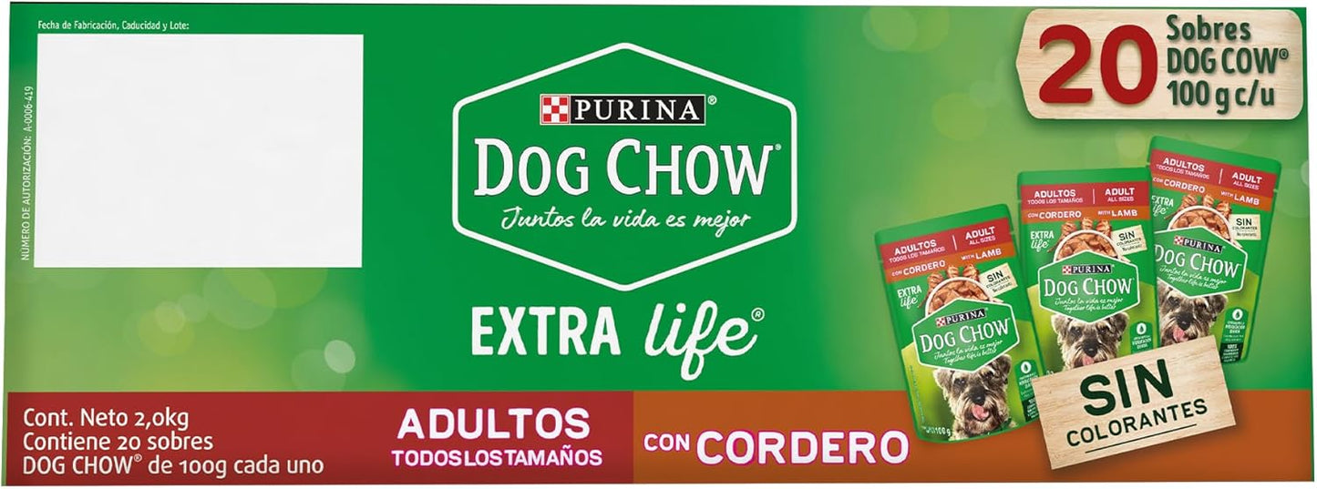 Purina Dog Chow Adulto Todos los Tamaños Sabor Cordero 24pack de 100g
