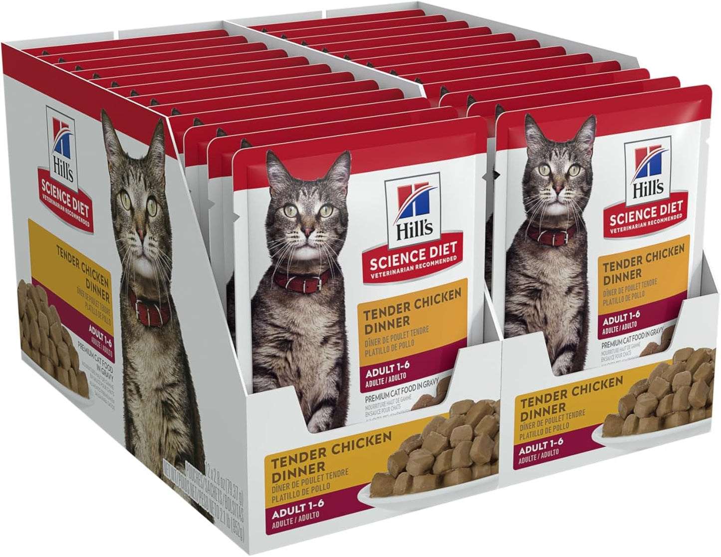 Hill's Science Diet Adult, Alimento Húmedo En Pouch para Gatos Adultos, Platillo De Pollo, 24 Pack C/U 79 G
