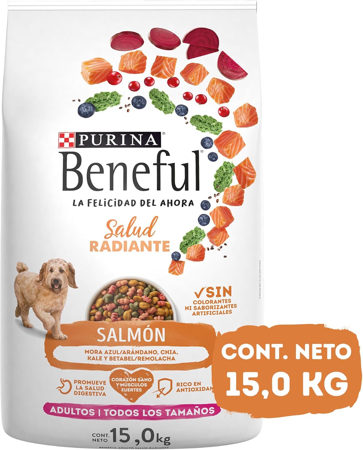 Purina Beneful Adulto Todos los tamaños Salud Radiante Sabor Salmón 15Kg