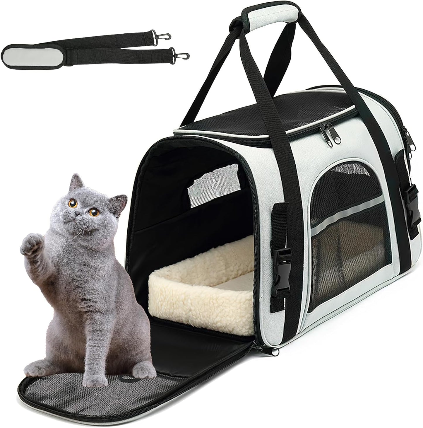 Bolsa de Mascotas Plegable Portátil para Perros, Transportadora para Perro y Gato, Mochila Transportadora de Mascotas,Malla Transpirable de Doble Cara,Cómoda y Transpirable,con Cojín de Felpa