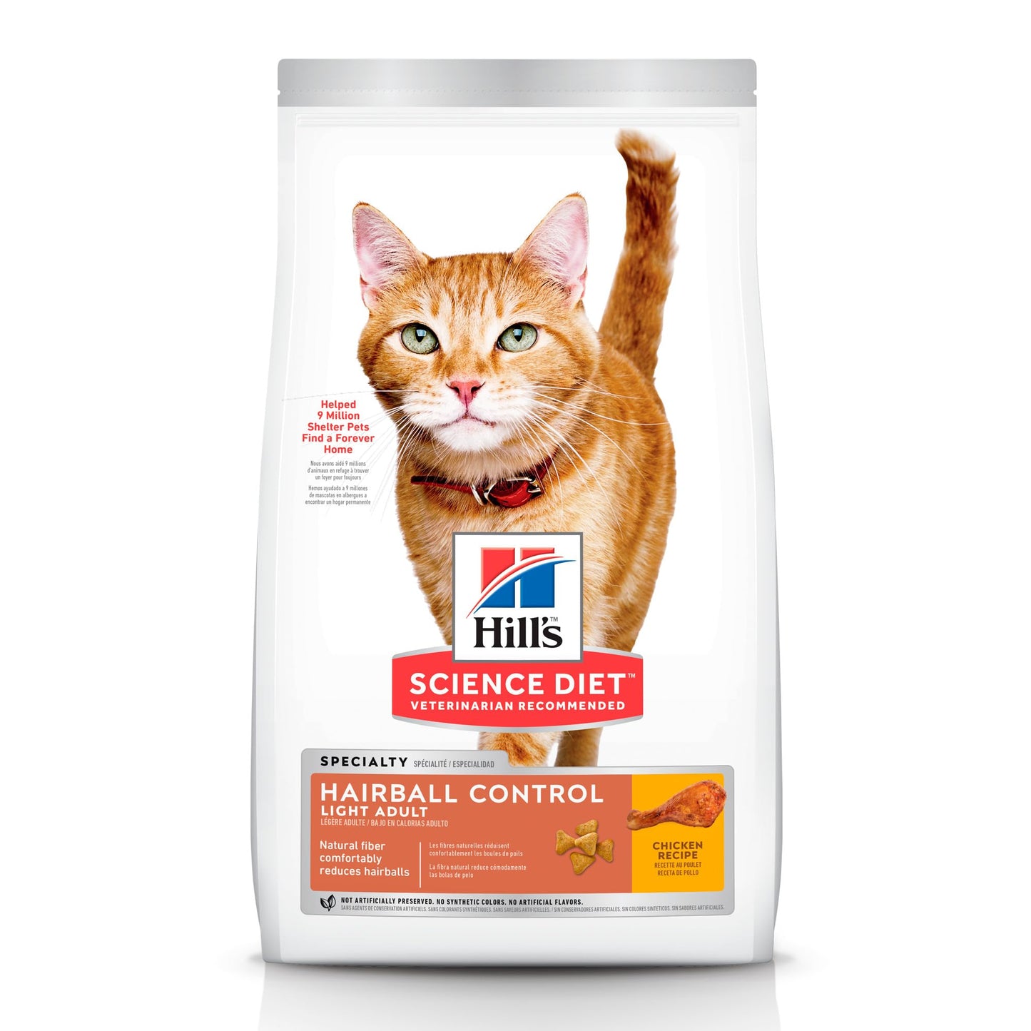 Hill's Science Diet Light, Croquetas para Gato Adulto Control De Calorías Y Bolas De Pelo Sabor Pollo 3.2Kg