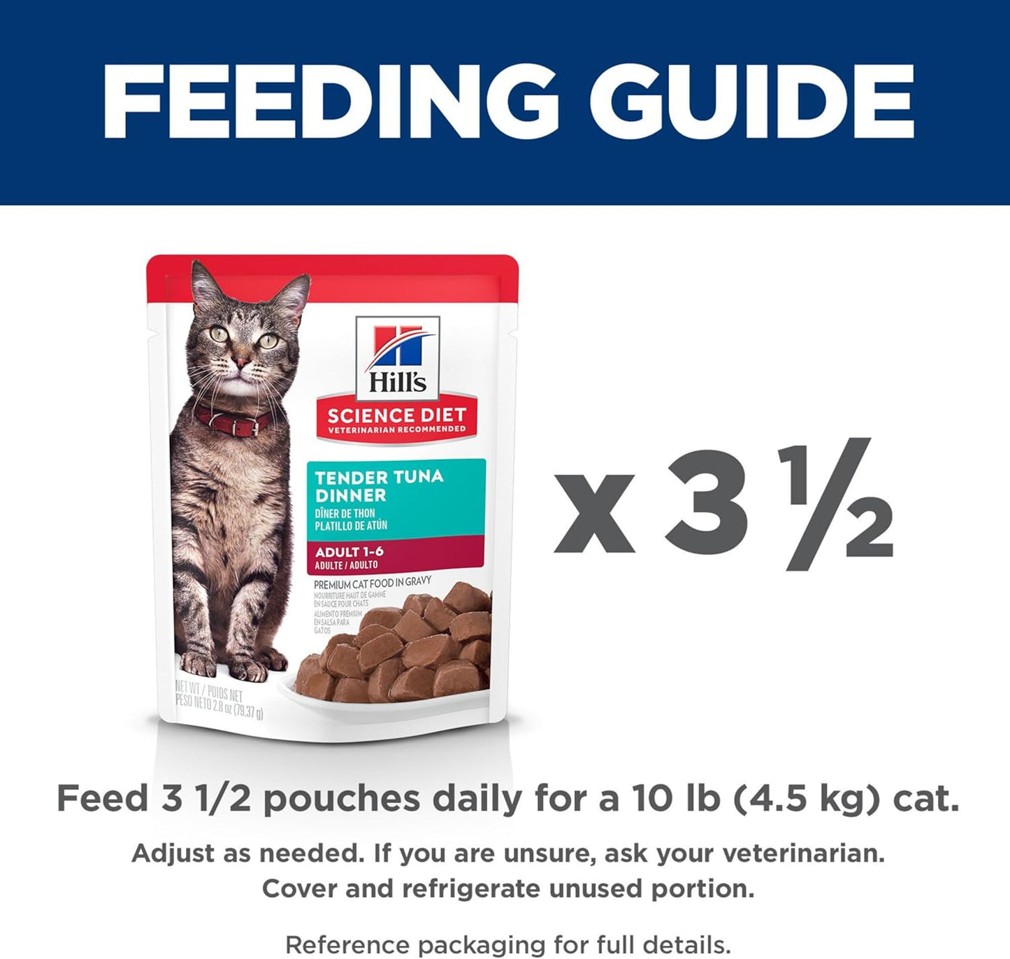 Hill's Science Diet Adult, alimento húmedo en Pouch para Gato Adulto, platillo de atún 12 x 79 g Pouch