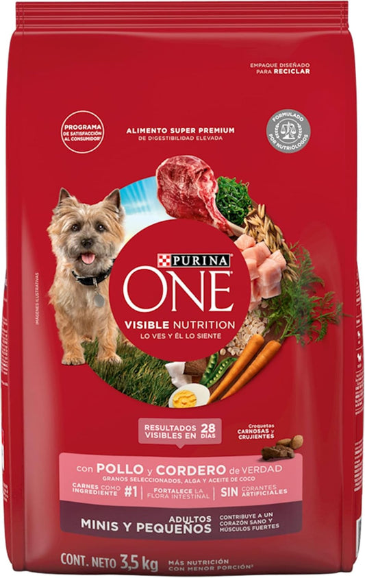 Purina One Adulto Raza Minis y Pequeños Sabor Pollo y Cordero 3.5Kg