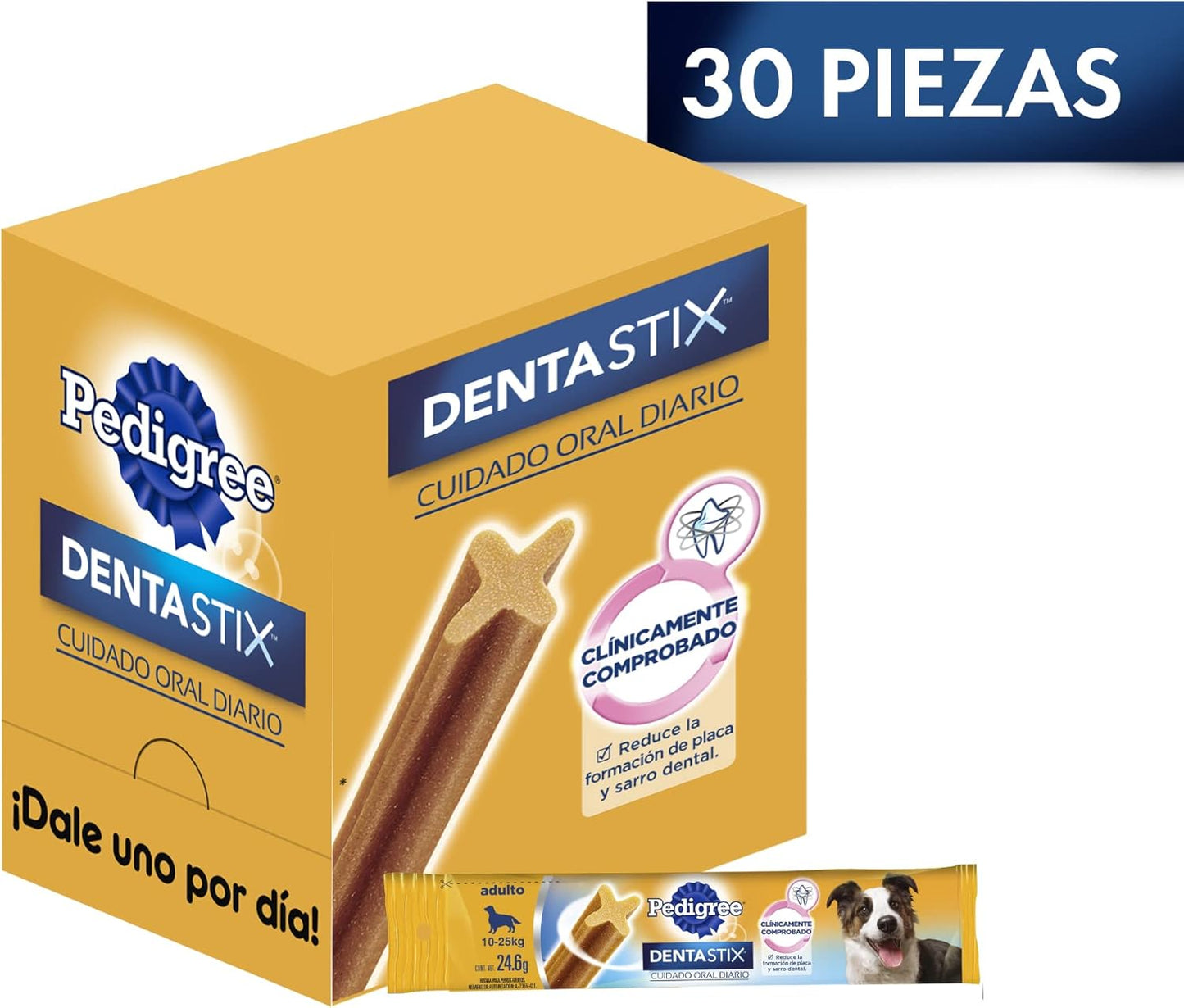 PEDIGREE Dentastix Snack para Perros Adultos, De Cuidado Oral, Paquete De 30 Unidades De 24,6 Gramos c/u.