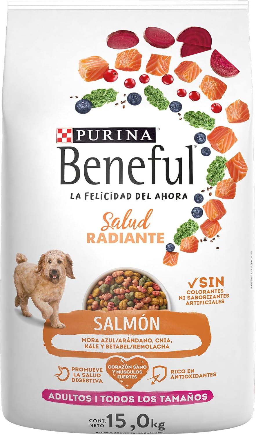 Purina Beneful Adulto Todos los tamaños Salud Radiante Sabor Salmón 15Kg