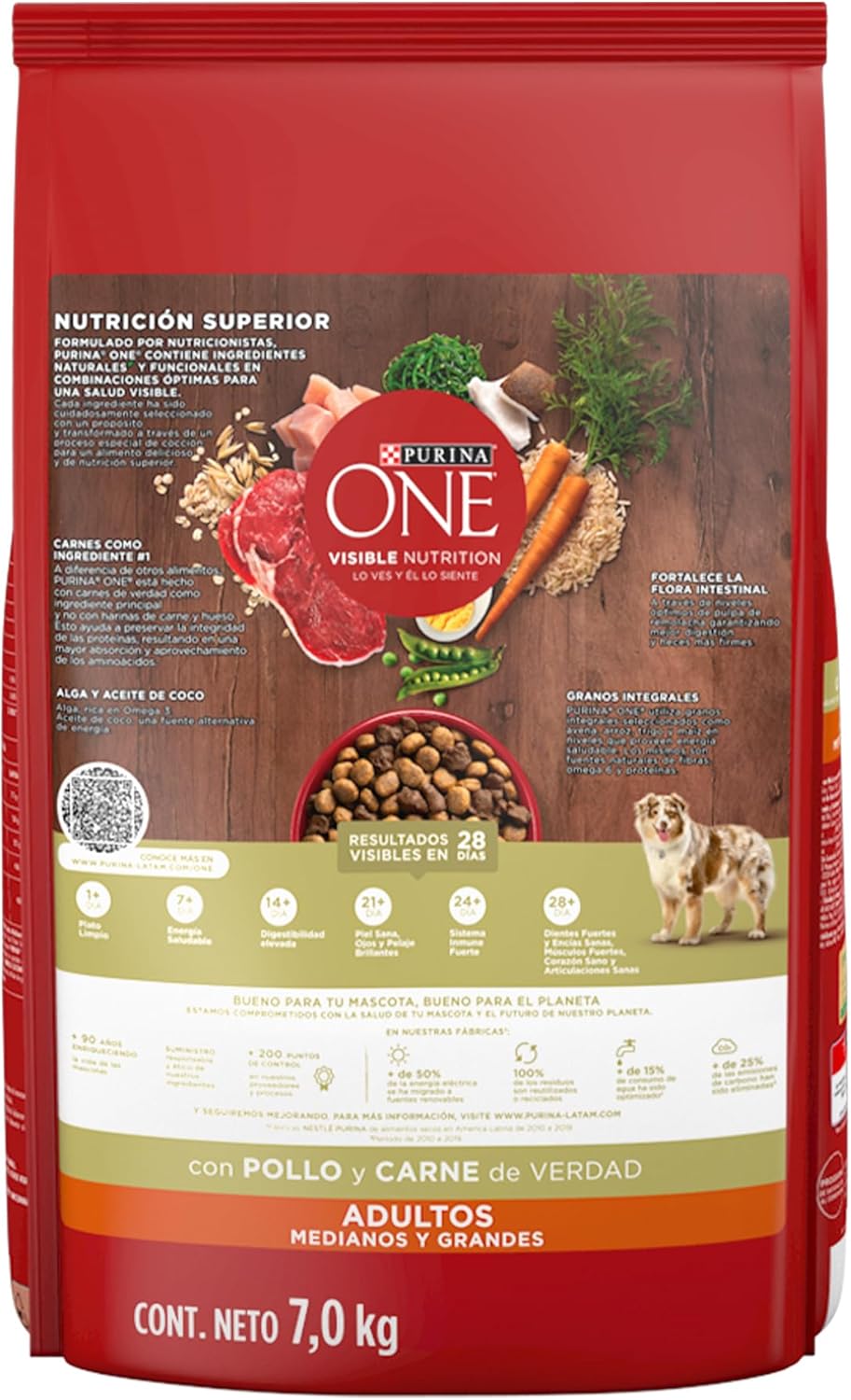 Purina One Adulto Raza Mediana y Grande Sabor Pollo y Carne 7Kg