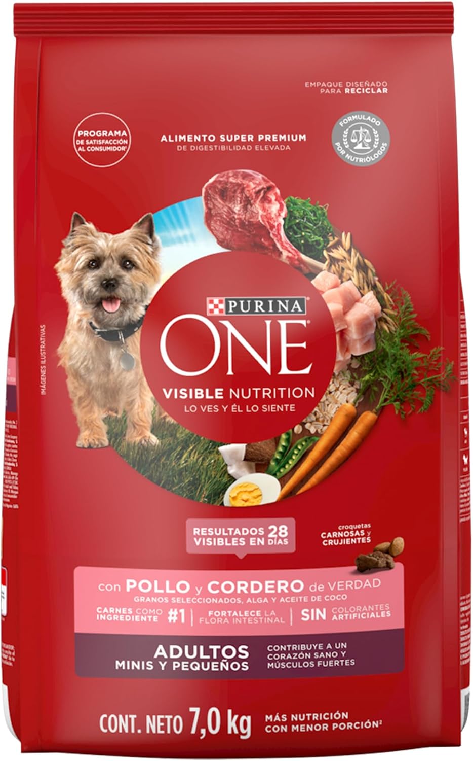 Purina One Adulto Raza Minis y Pequeños Sabor Pollo y Cordero 7Kg
