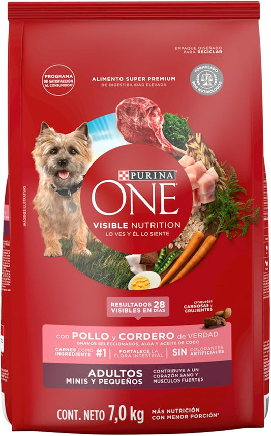 Purina One Adulto Raza Minis y Pequeños Sabor Pollo y Cordero 7Kg