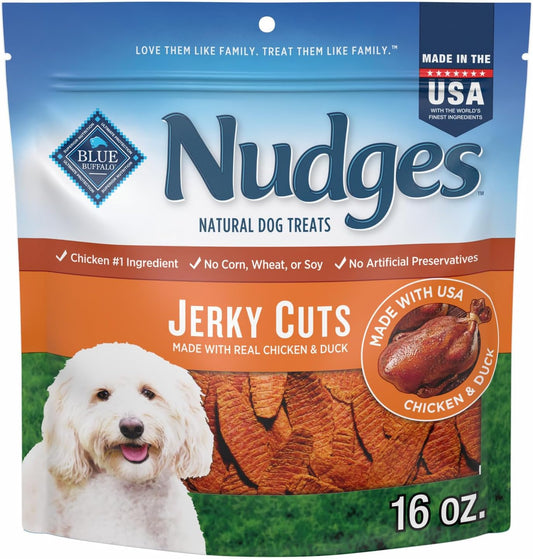Blue Buffalo Nudges Jerky Cuts Natural Dog Treats, Chicken and Duck, 16oz Bag