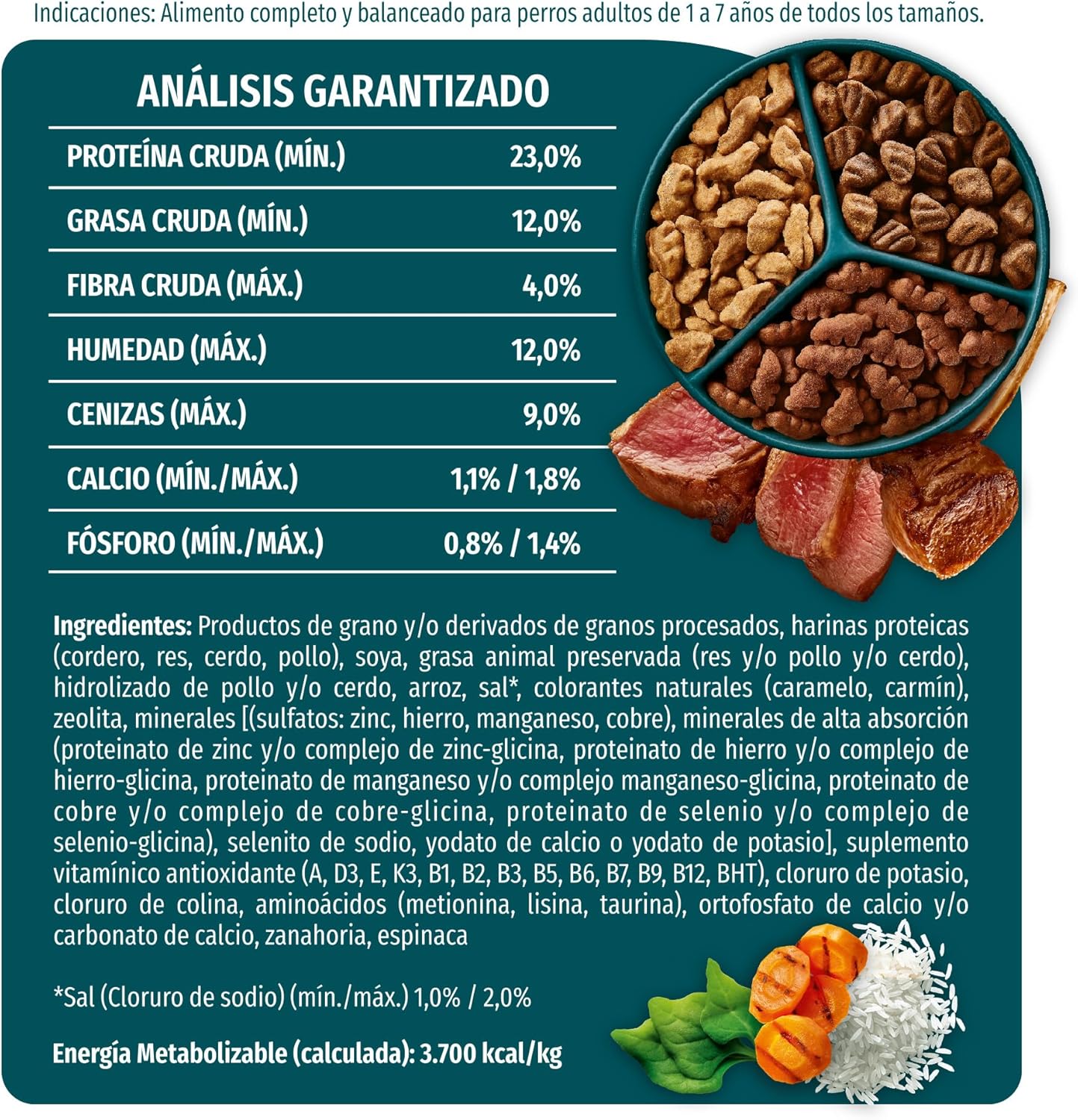 Purina Dog Chow Selección de Proteinas Adulto Todos los Tamaños Sabor Cordero 10Kg