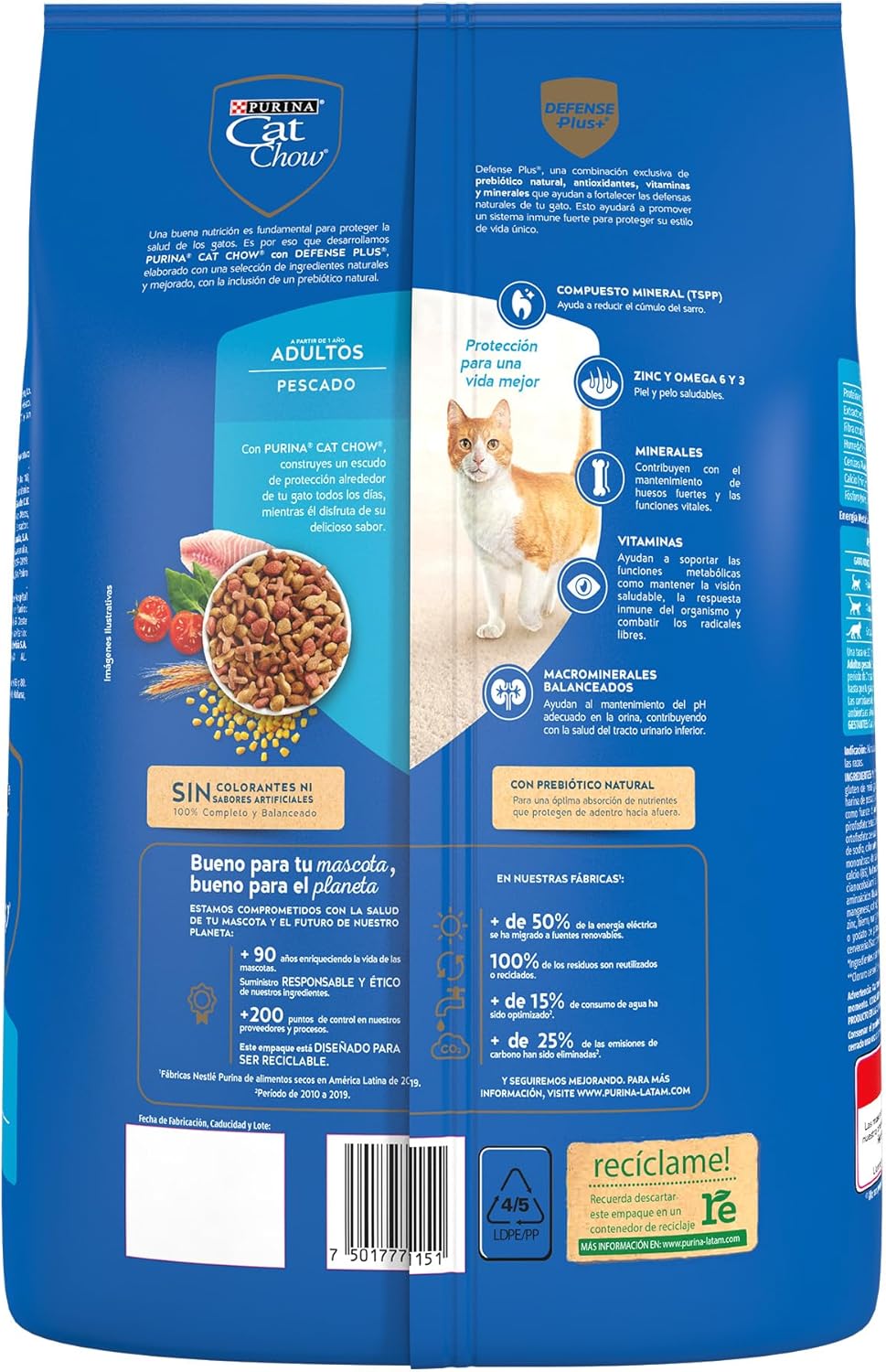 Purina Cat Chow Adulto Todos los Tamaños Sabor Pescado y Mariscos 1.5Kg