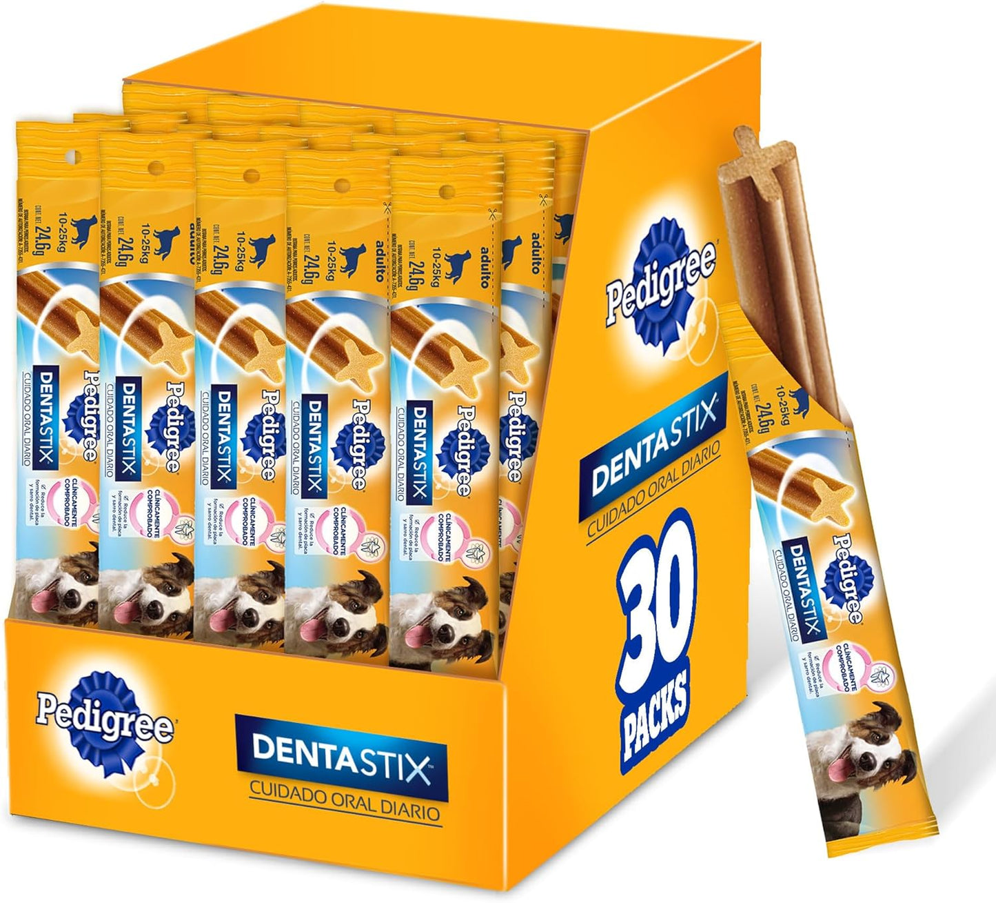 PEDIGREE Dentastix Snack para Perros Adultos, De Cuidado Oral, Paquete De 30 Unidades De 24,6 Gramos c/u.