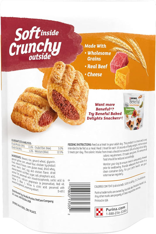 Purina Beneful Hugs Snacks Adulto Todos los Tamaños Sabor Carne y Queso 241g