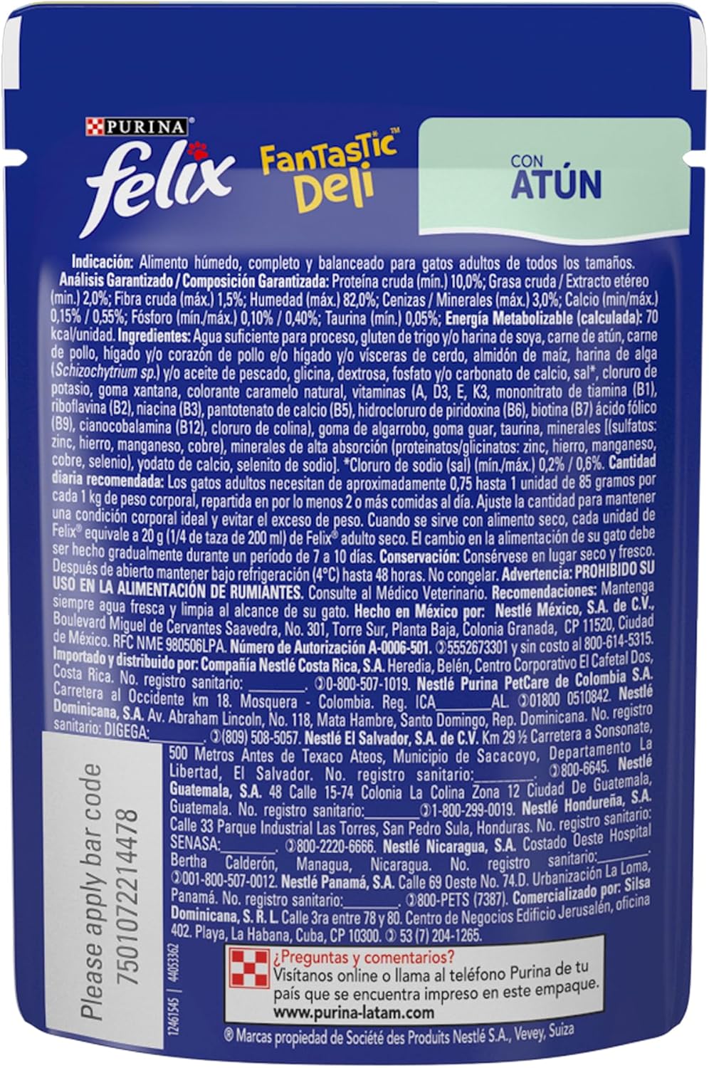 Purina Felix Fantastic Deli Adulto Todos los Tamaños Sabor Atún 24pack de 85g