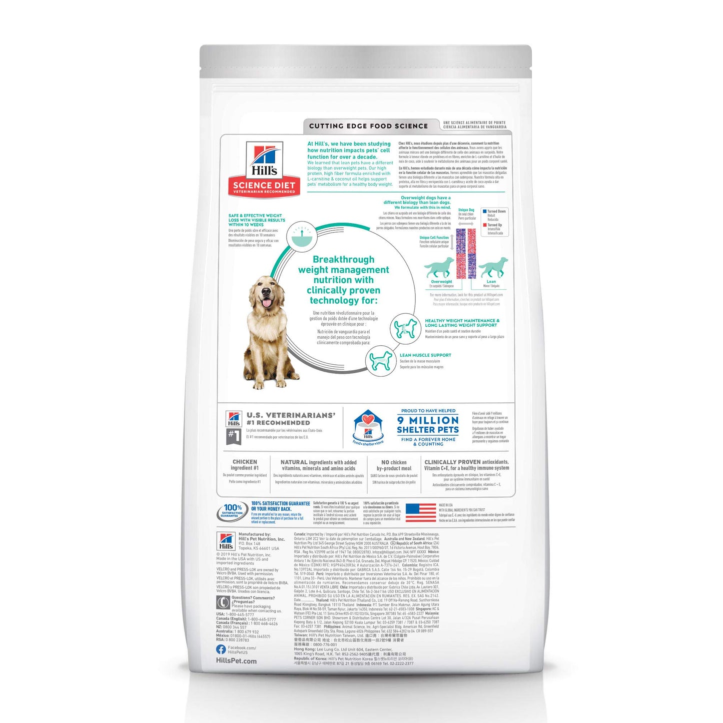 Hill's Science Diet Perfect Weight, Croquetas para Perro Adulto para Control De Peso, Sabor Pollo 1.8Kg